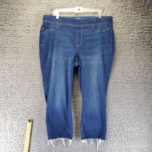 Wonderly Jeans Womens 16W Blue Pull-On Super Skinny Frayed Hem Stretch Denim - Picture 1 of 10